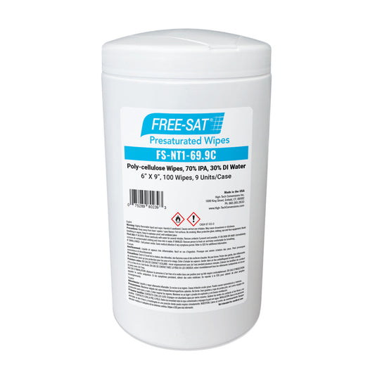 FREE-SAT® 70% IPA 6″ x 9″ Presaturated Canister Wipes; 100 WIPES/ROLL, 9 CANISTERS/CASE