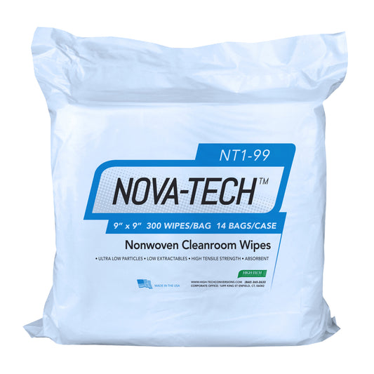 NOVA-TECH NT1 Nonwoven Cleanroom Wipes - 9"x9", 300/BAG, 12 BAGS/CASE
